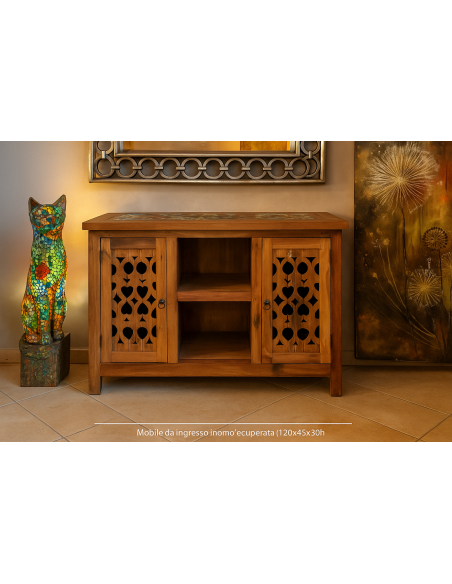 Mobile in legno di recupero da imbarcazioni indonesiane – 120x45x80h – Stile etnico e artigianale unico