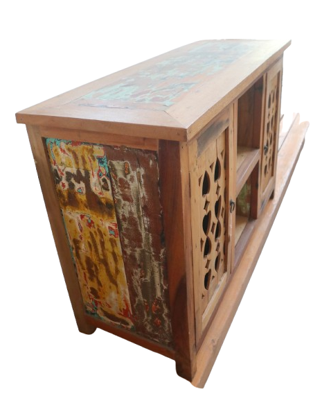 Mobile in legno di recupero da imbarcazioni indonesiane – 120x45x80h – Stile etnico e artigianale unico