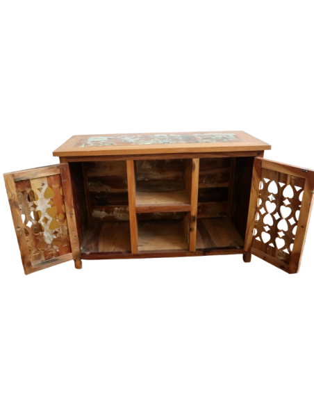 Mobile in legno di recupero da imbarcazioni indonesiane – 120x45x80h – Stile etnico e artigianale unico
