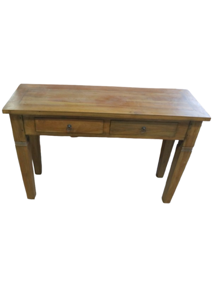 Consolle in teak massello 120x40x80h – Mobile etnico artigianale con 2 cassetti, fatto a mano in Indonesia