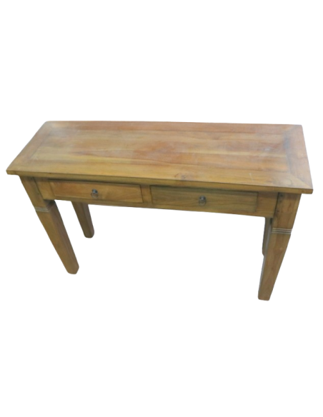 Consolle in teak massello 120x40x80h – Mobile etnico artigianale con 2 cassetti, fatto a mano in Indonesia