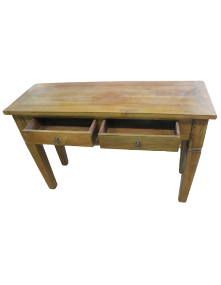 Consolle in teak massello 120x40x80h – Mobile etnico artigianale con 2 cassetti, fatto a mano in Indonesia