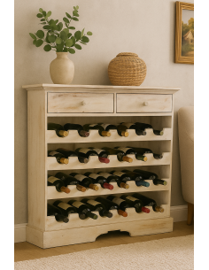 Porta Bottiglie in Legno di Albesia 134x39x125h –...