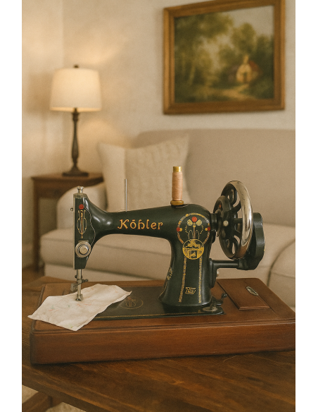 Macchina da cucire Köhler da viaggio con coperchio in legno – fine ‘800/inizio ‘900