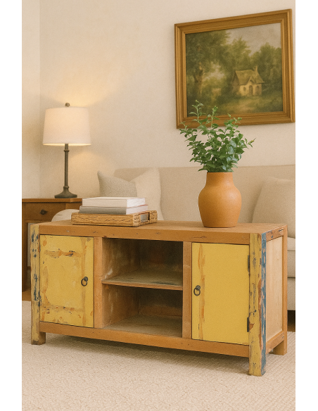 Mobile in Legno di Recupero da Imbarcazioni Indonesiane – 119x42x60h – Arredo Unico e Sostenibile