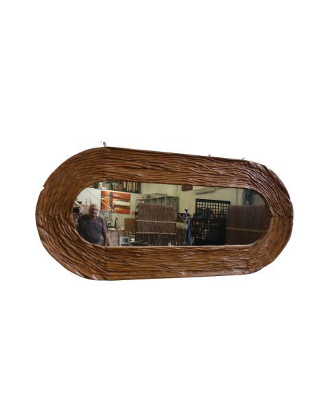 Specchio ovale in teak massello 180x81 cm – Cornice artigianale
