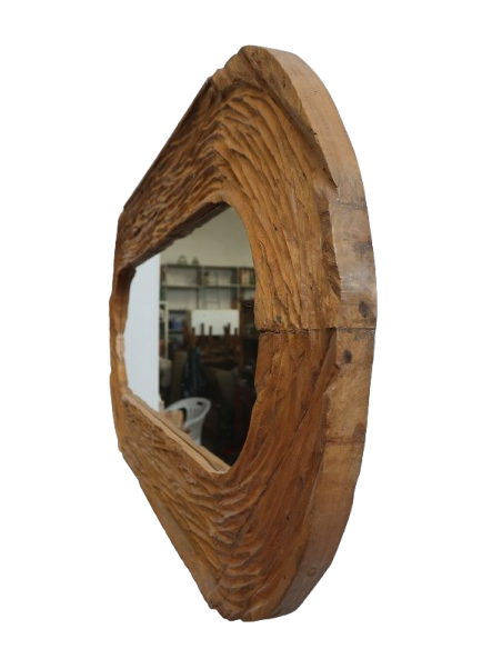 Specchio ovale in teak massello 180x81 cm – Cornice artigianale