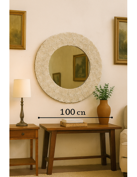 Specchio rotondo in conchiglie naturali Ø100 cm – Eleganza marina per i tuoi ambienti
