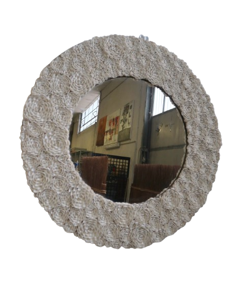 Specchio rotondo in conchiglie naturali Ø100 cm – Eleganza marina per i tuoi ambienti