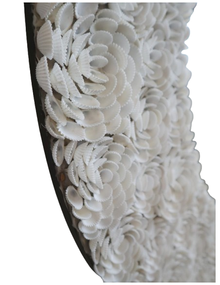 Specchio rotondo in conchiglie naturali Ø100 cm – Eleganza marina per i tuoi ambienti
