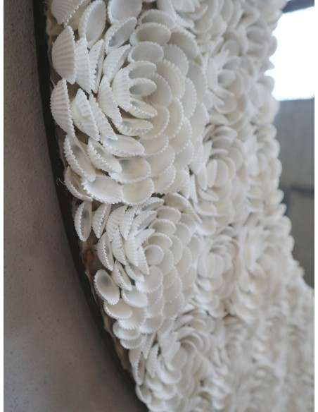 Specchio rotondo in conchiglie naturali Ø100 cm – Eleganza marina per i tuoi ambienti