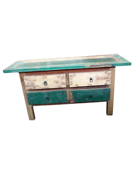 Porta TV in Legno Riciclato – Artigianato Indonesiano Unico, Stile Rustico Vintage, 120x40x60 cm – Handmade Eco Sostenibile