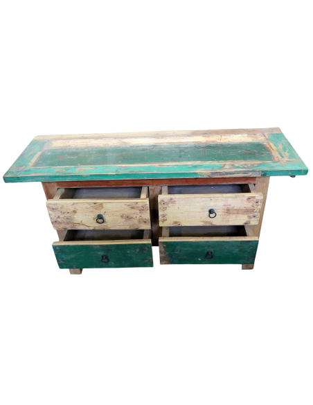 Porta TV in Legno Riciclato – Artigianato Indonesiano Unico, Stile Rustico Vintage, 120x40x60 cm – Handmade Eco Sostenibile