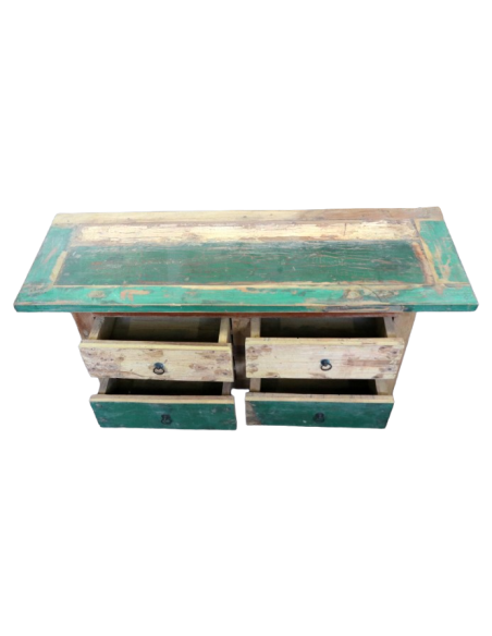 Porta TV in Legno Riciclato – Artigianato Indonesiano Unico, Stile Rustico Vintage, 120x40x60 cm – Handmade Eco Sostenibile