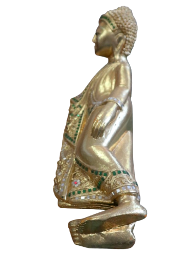 Buddha Thai Sdraiato in Foglia Oro e...