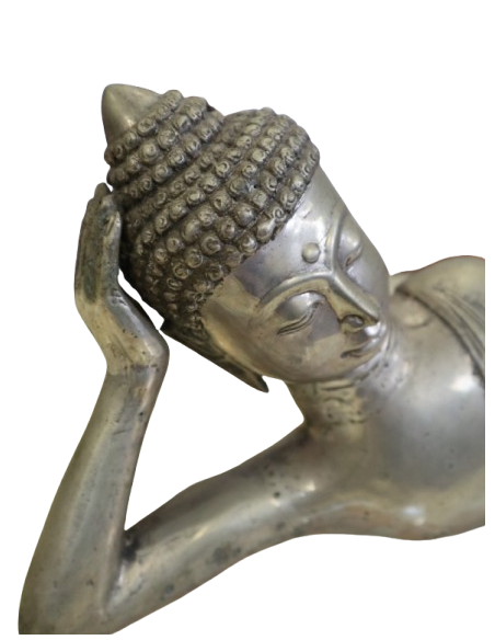 Statua Buddha Sdraiato in Metallo – Arte Indonesiana cm 63z13z20h