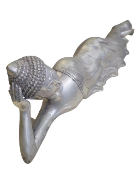 Statua Buddha Sdraiato in Metallo – Arte Indonesiana cm 63z13z20h