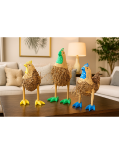 🐓 Tris Galli Decorativi in Legno – Artigianato Rustico...