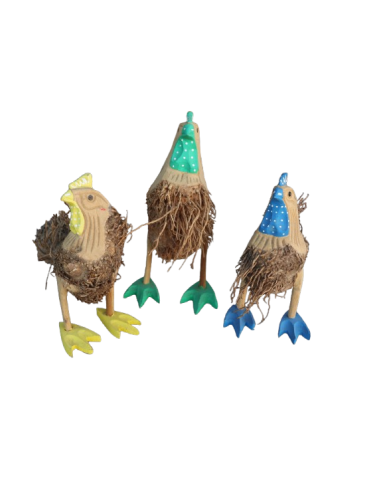 🐓 Tris Galli Decorativi in Legno – Artigianato...