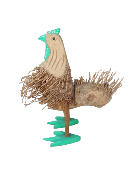 🐓 Tris Galli Decorativi in Legno – Artigianato Rustico Colorato da Collezione