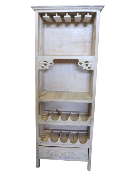 🍷 Porta Bottiglie in Legno di Albizia – Mobile Vetrinetta Rustico Shabby h 150 cm