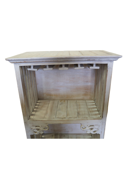 🍷 Porta Bottiglie in Legno di Albizia – Mobile Vetrinetta Rustico Shabby h 150 cm