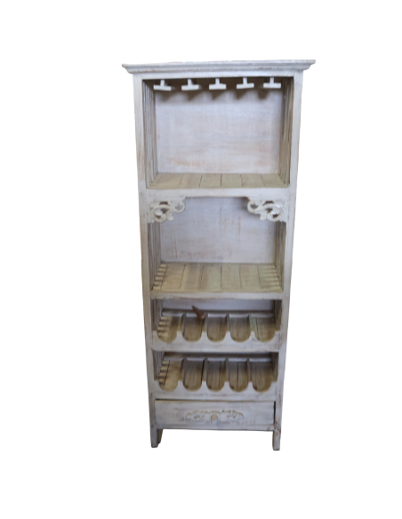 🍷 Porta Bottiglie in Legno di Albizia – Mobile Vetrinetta Rustico Shabby h 150 cm