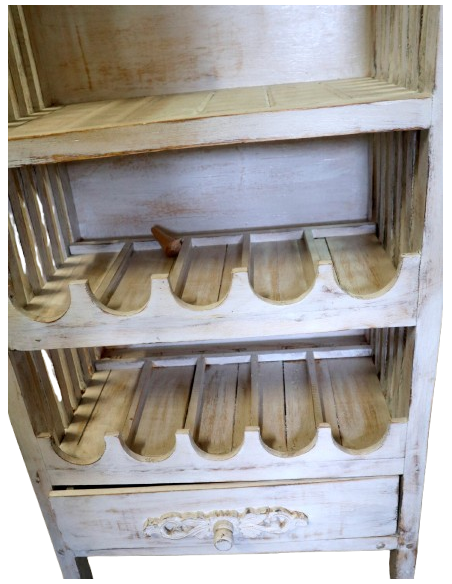🍷 Porta Bottiglie in Legno di Albizia – Mobile Vetrinetta Rustico Shabby h 150 cm