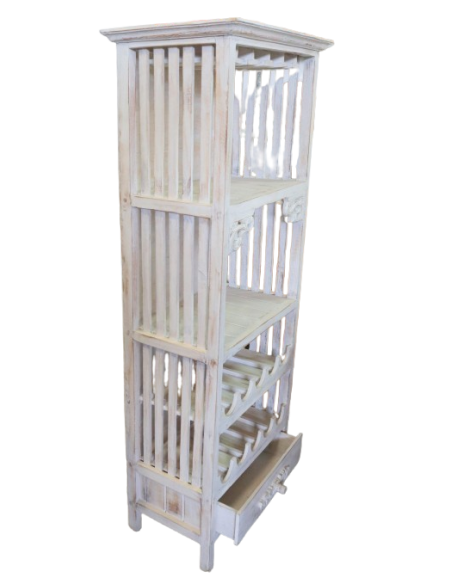 🍷 Porta Bottiglie in Legno di Albizia – Mobile Vetrinetta Rustico Shabby h 150 cm