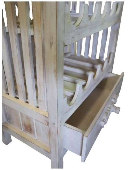 🍷 Porta Bottiglie in Legno di Albizia – Mobile Vetrinetta Rustico Shabby h 150 cm