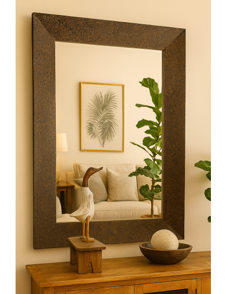 ✨ Specchio con Cornice in Resina e Cannella Naturale – Artigianato Indonesiano cm 120x80