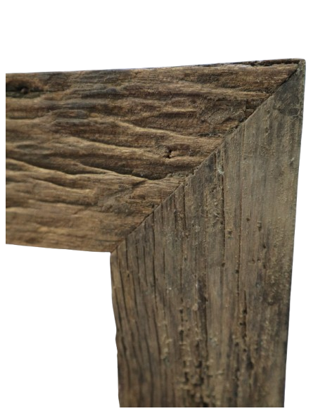 Specchio Rettangolare in Legno di Teak Vecchio – 130x80 cm – Cornice 8 cm – Stile Rustico ed Elegante Indonesiano cm 120x80