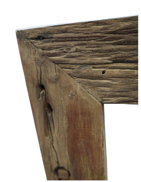 Specchio Rettangolare in Legno di Teak Vecchio – 130x80 cm – Cornice 8 cm – Stile Rustico ed Elegante Indonesiano cm 120x80