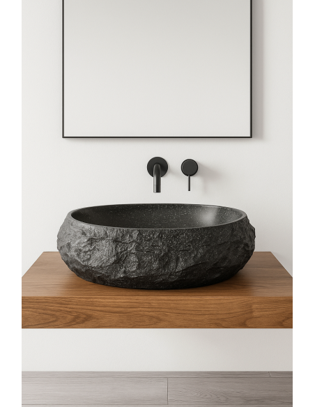 Lavandino in Resina Effetto Pietra 50x40x15 cm – Moderno, Leggero e Resistente per Bagno con Top o Mobile Sospeso