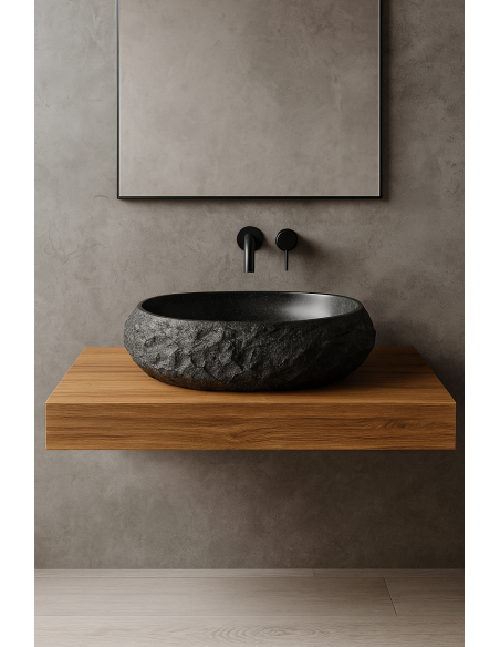 Lavandino in Resina Effetto Pietra 50x40x15 cm – Moderno, Leggero e Resistente per Bagno con Top o Mobile Sospeso