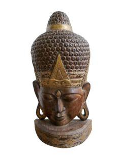 Testa di Buddha in legno scolpito a mano 83 cm – Arte etnica 2