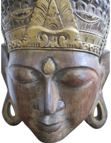 Testa di Buddha in legno scolpito a mano 83 cm...