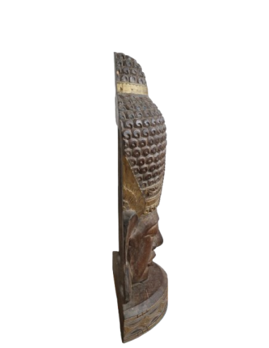 Testa di Buddha in legno scolpito a mano 83 cm...
