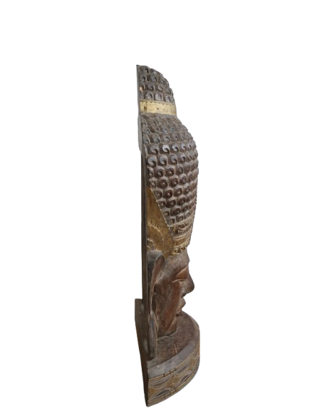 Testa di Buddha in legno scolpito a mano 83 cm – Arte etnica