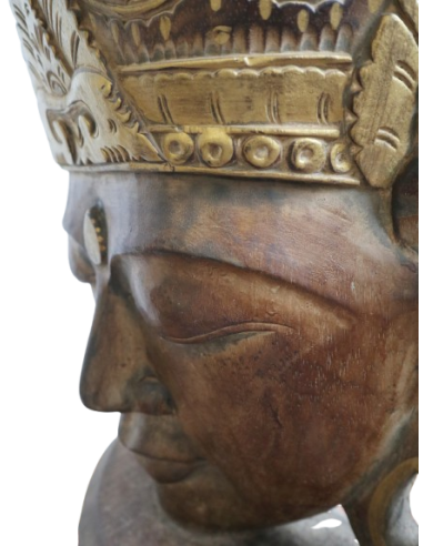 Testa di Buddha in legno scolpito a mano 83 cm...