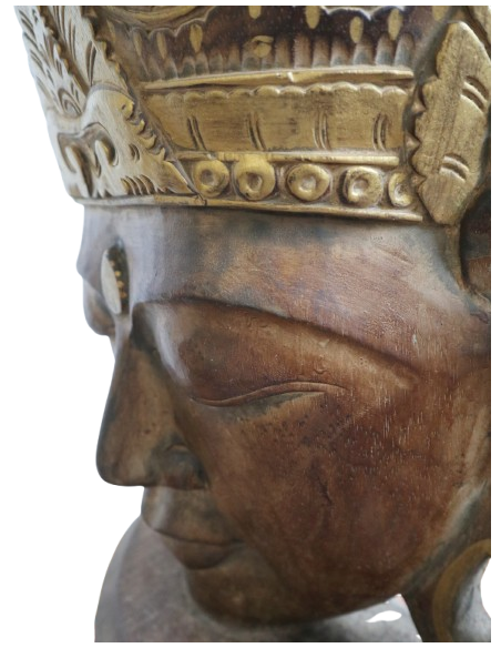 Testa di Buddha in legno scolpito a mano 83 cm – Arte etnica