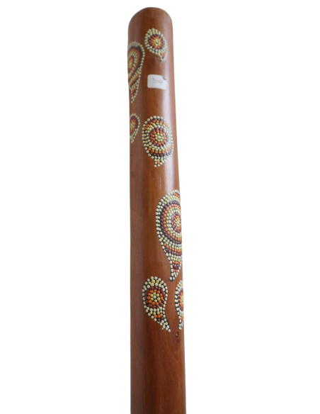 Didgeridoo teak 150 cm dipinto a mano – Arte aborigena Maori tipo Australiano Artigianato Bali , Suono Autentico