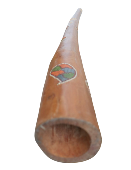 Didgeridoo teak 150 cm dipinto a mano – Arte aborigena Maori tipo Australiano Artigianato Bali , Suono Autentico