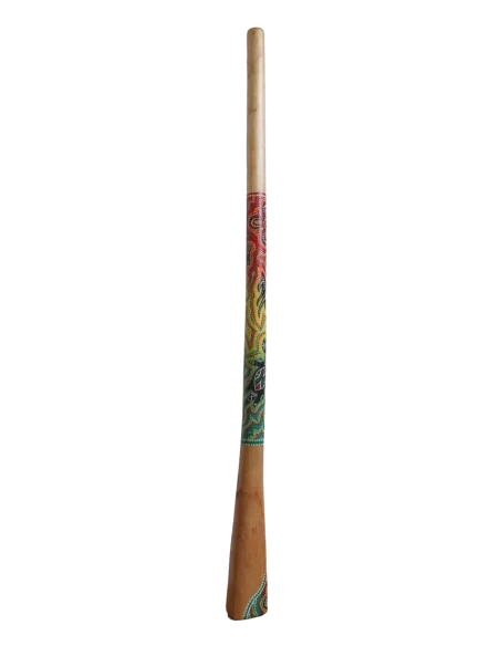 Didgeridoo in legno decorato con tecnica aborigena – cm 150 – Fatto a mano in Indonesia
