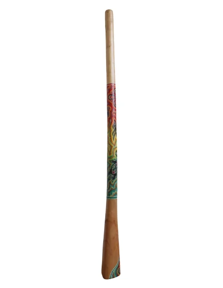 Didgeridoo in legno decorato con tecnica aborigena – cm 150 – Fatto a mano in Indonesia