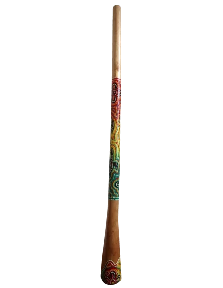 Didgeridoo in legno decorato con tecnica aborigena – cm 150 – Fatto a mano in Indonesia