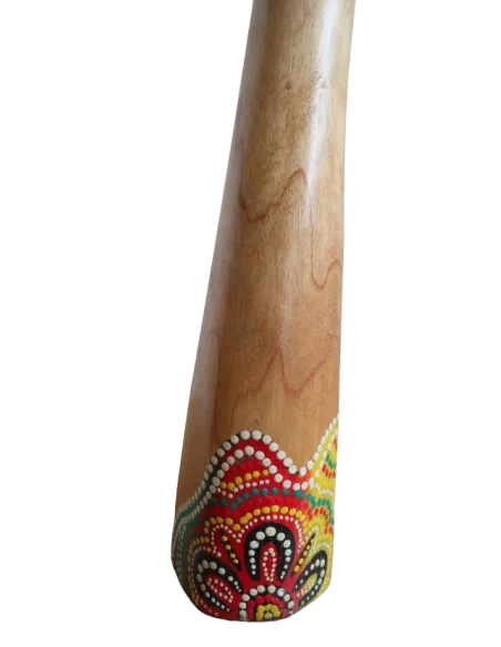 Didgeridoo in legno decorato con tecnica aborigena – cm 150 – Fatto a mano in Indonesia