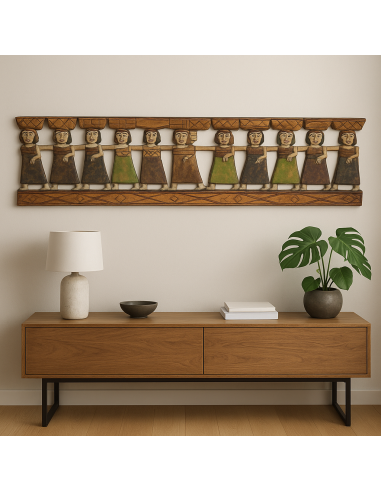 Pannello in legno intagliato e dipinto a mano –...