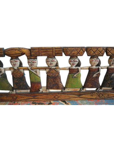 Pannello in legno intagliato e dipinto a mano –...