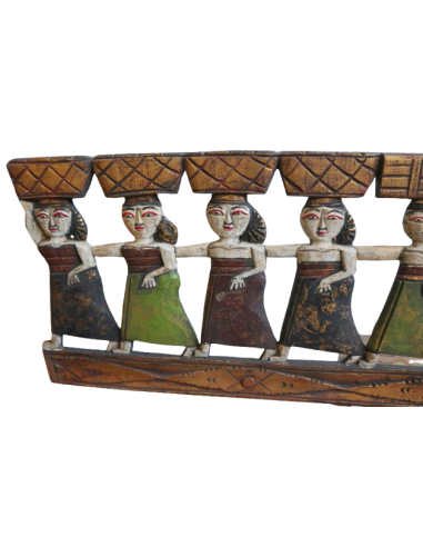 Pannello in legno intagliato e dipinto a mano –...